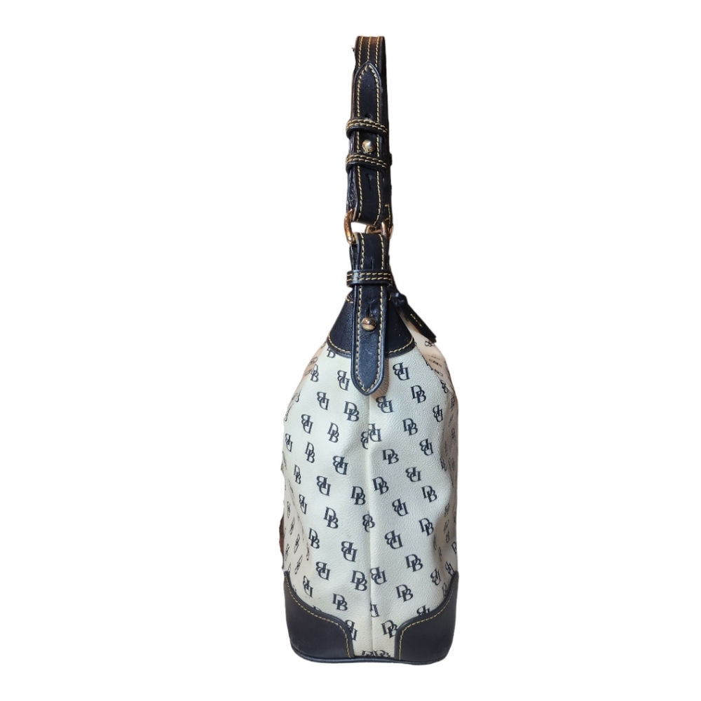 Dooney &  Bourke Signature Monogram Erica Shoulder Hobo Bag Black & White - Picture 7 of 16